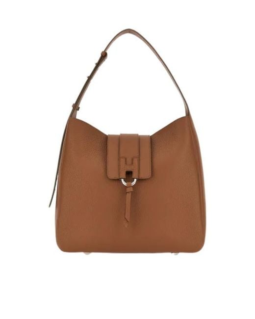 Hogan Brown Trend Hobo Shoulder Bag