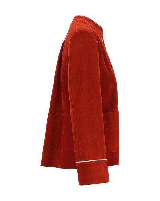 Forte_forte Red Suede Band Collar Jacket