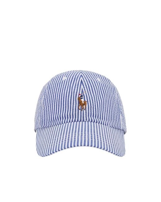 Polo Ralph Lauren Blue Seersucker Striped Ball Cap