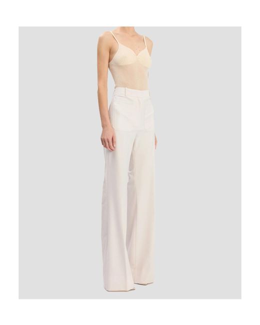 Victoria Beckham White Alina Wide-Leg Trousers
