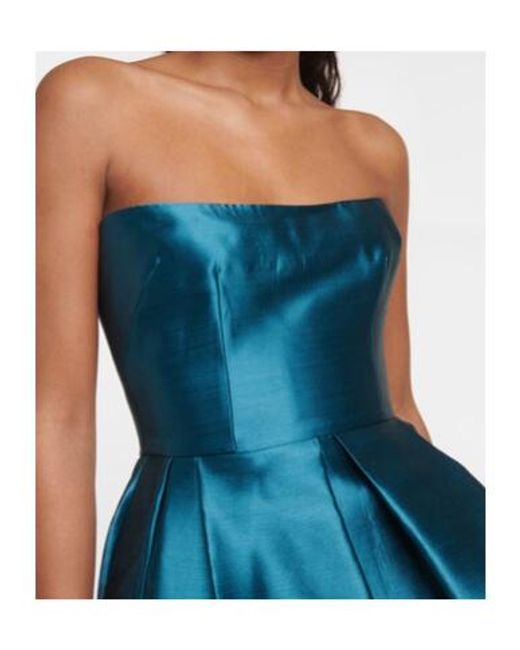 Alex Perry Blue Strapless Faille Midi Dress