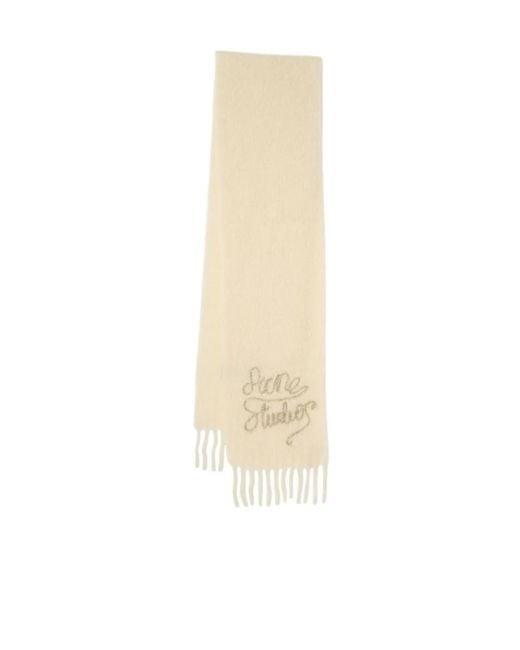 Acne White Solid Winter Logo Scarf for men