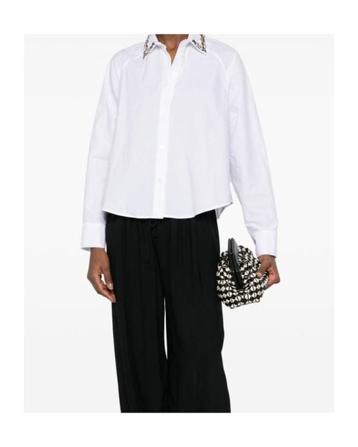 ERMANNO FIRENZE White Floral Collar Shirt