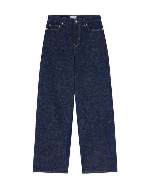 Ganni Blue Izey Straight Leg Jeans