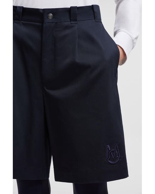Moncler Blue Gabardine Bermuda Shorts for men