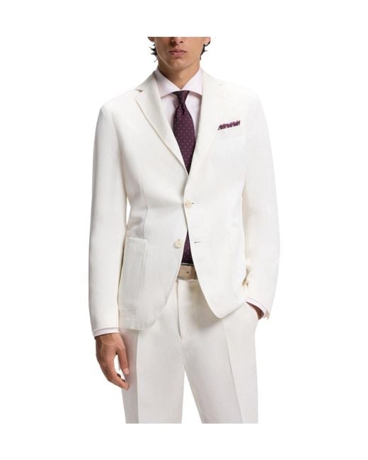 Boss White Single-Breasted Blazer for men
