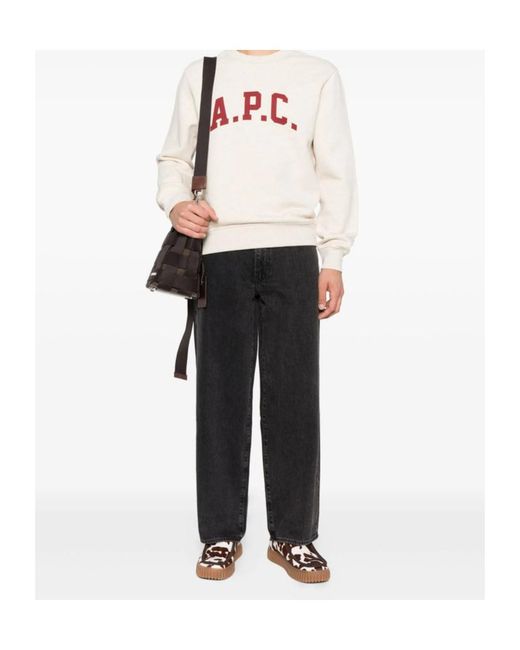 A.P.C. White Logo Printed Crewneck Sweatshirt for men