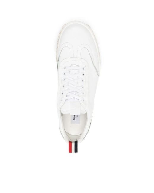 Thom Browne White Field Lace-Up Sneakers for men