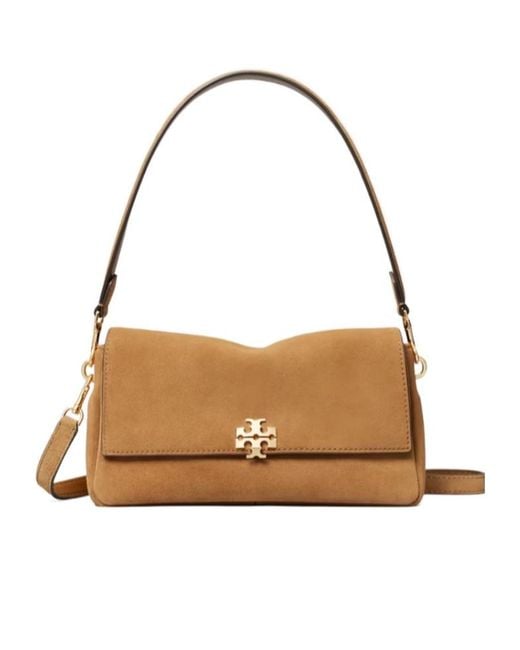 Tory Burch Brown Flap Logo Shoulder Bag