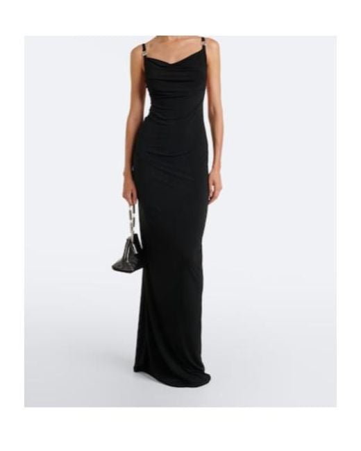 Coperni Black Draped Open-Back Jersey Maxi Dress
