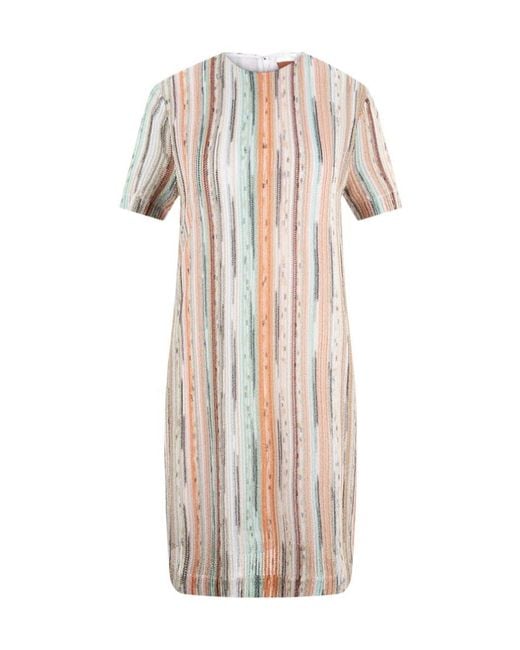 Missoni White Round-Neck Short-Sleeve Dress