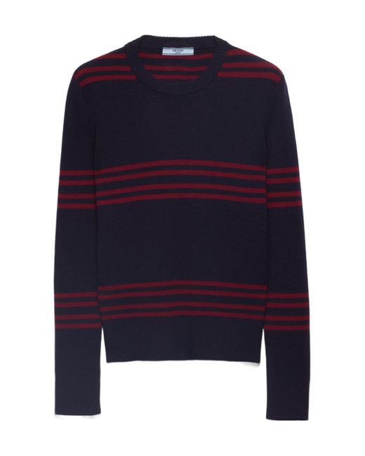 Prada Blue Striped Crewneck Jumper