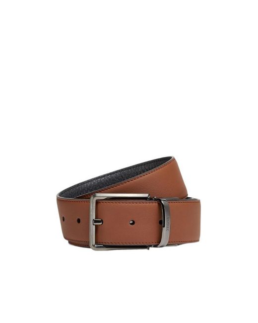 Zegna Brown Logo Engraved Reversible Buckle Belt for men