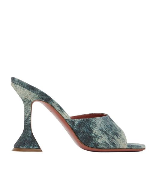 AMINA MUADDI Blue Lupita Square-Toed Heels Sandals