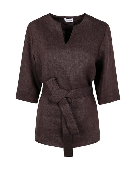 P.A.R.O.S.H. Black Belted Blouse