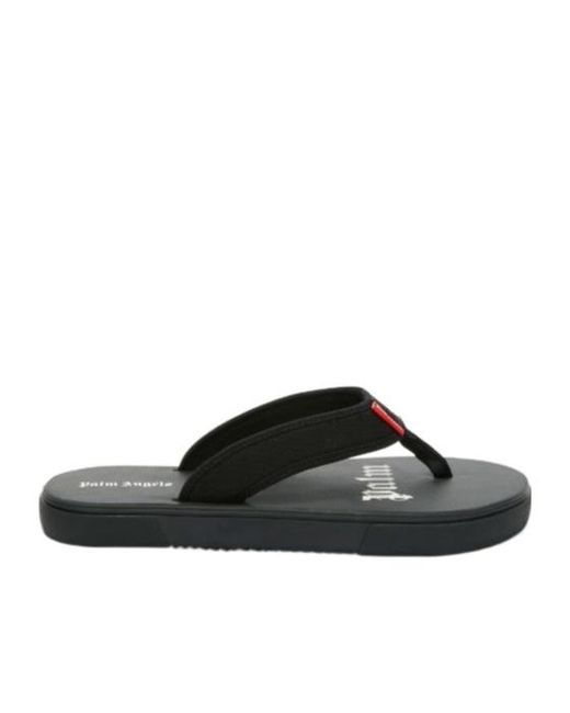 Palm Angels Black Logo-Tag Flip Flops for men