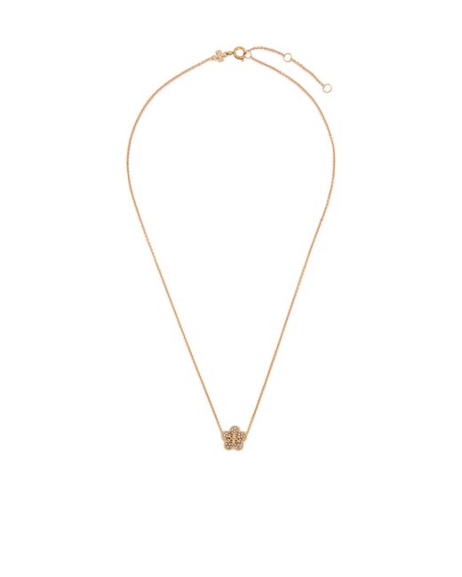 Tory Burch Metallic Forget Me Not Floral Pavé 18Kt-Plated Necklace