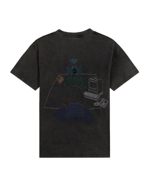 Maison Labiche Black Graphic-Print T-Shirt for men