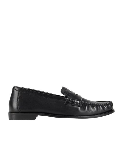 MAX&Co. Black Lizard-Embossed Loafers