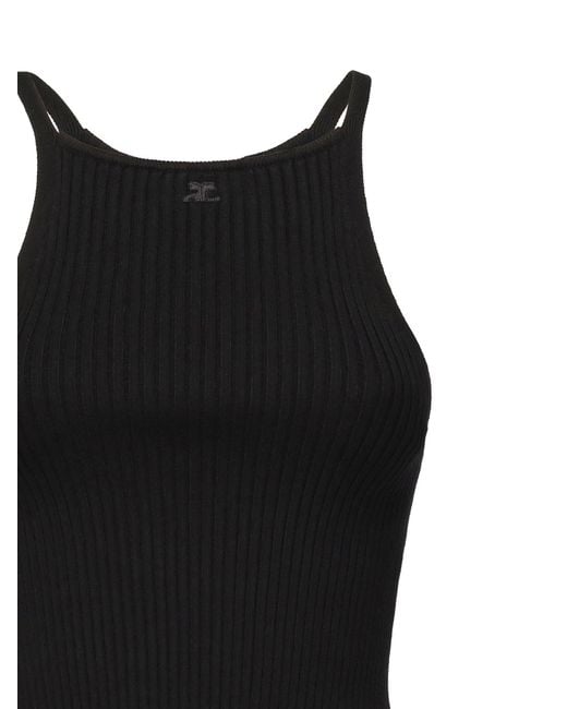 Courreges Black Ribbed Knit Top