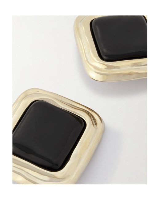 Saint Laurent Black Square Cabochon Earrings
