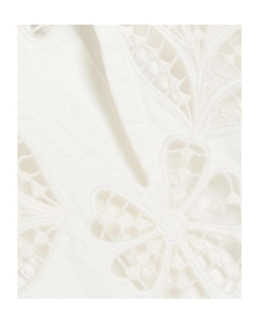 Rag & Bone White Floral Cut-Out Denim Top
