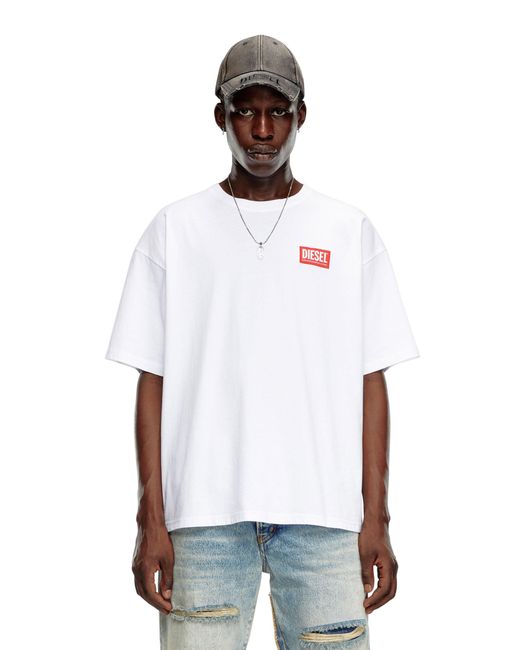 DIESEL White T-Boxt-Lab Jacquard Logo Patch T-Shirt for men