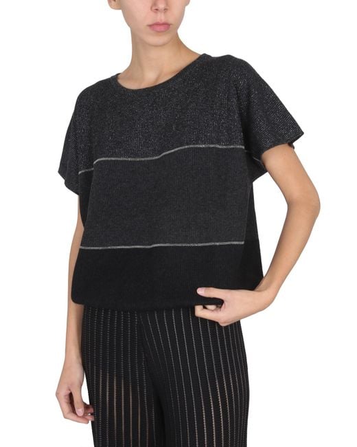 Fabiana Filippi Black Lurex Detailed Turtleneck Jumper
