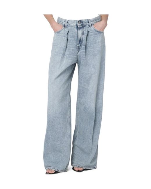 Haikure Blue Whiskering-Effect Jeans