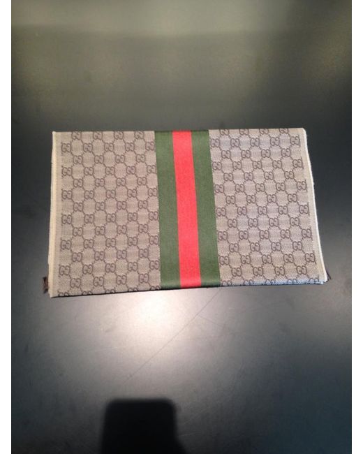 Gucci Brown Gg Jacquard Knit Scarf With Web And Fringe for men