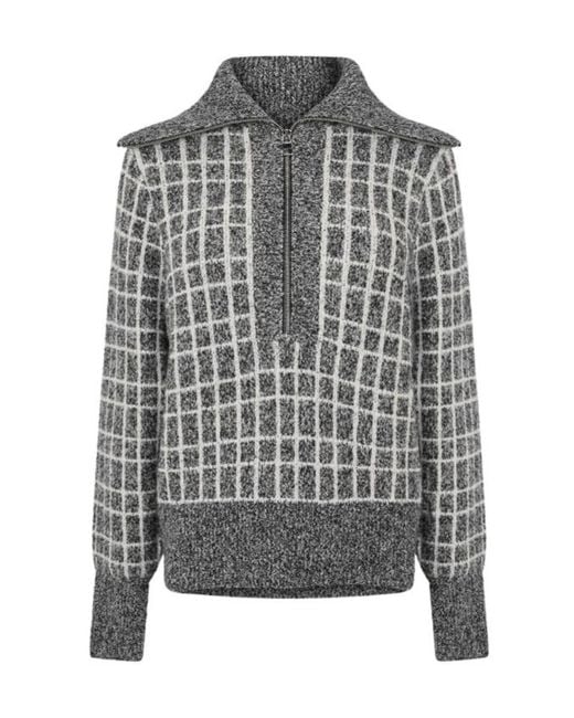 Varley Gray Half-Zip Knit Sweater