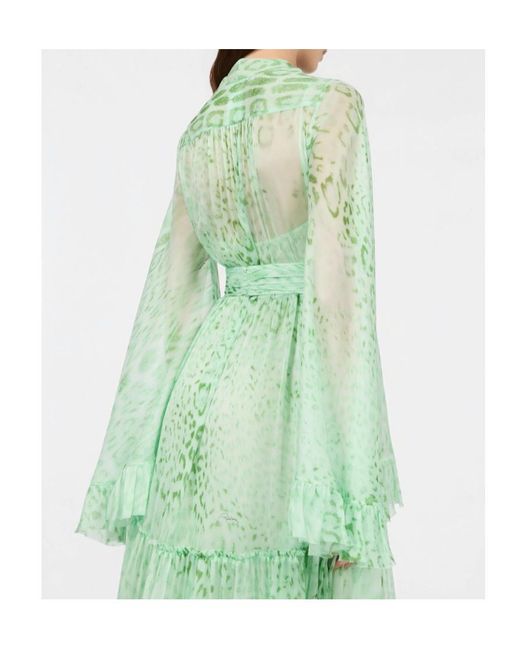 Roberto Cavalli Green Jaguar Print Dress