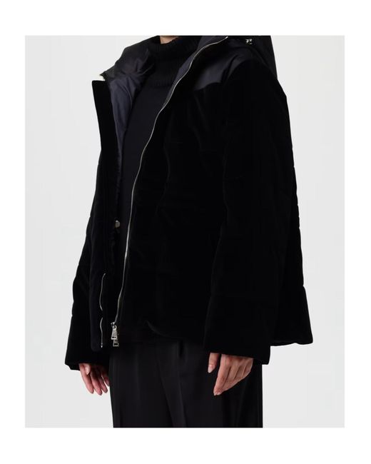 Fabiana Filippi Black Hooded Padded Velvet Jacket