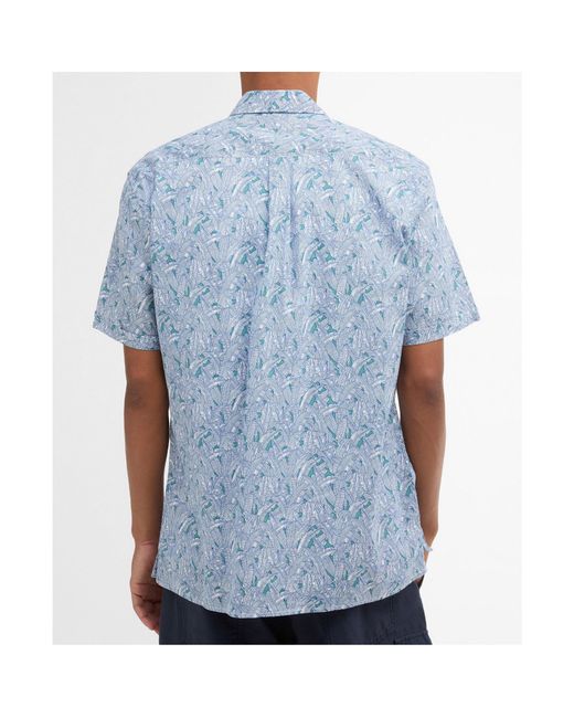 Barbour Blue Short-Sleeved Button-Up Shirt for men
