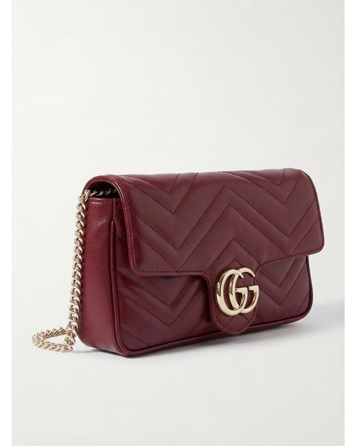 Gucci Purple Gg Marmont Chevron Mini Shoulder Bag