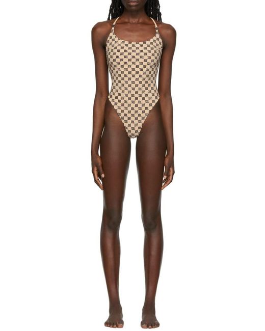 M I S B H V Natural Signature Monogram One Piece Swimsuit