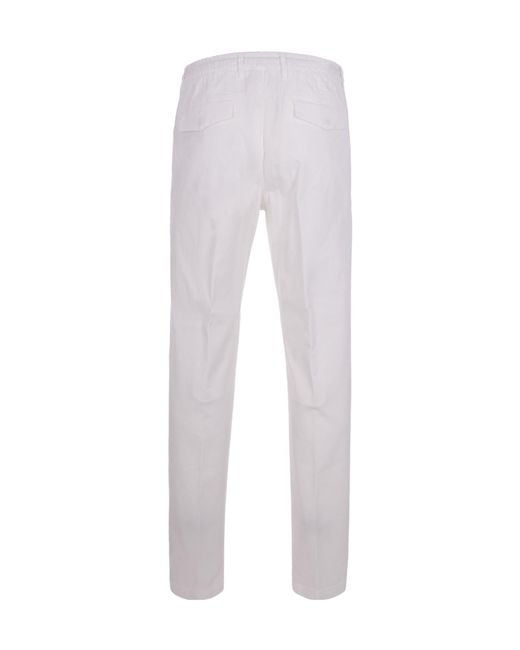 Eleventy White Drawstring Tapered Trousers for men