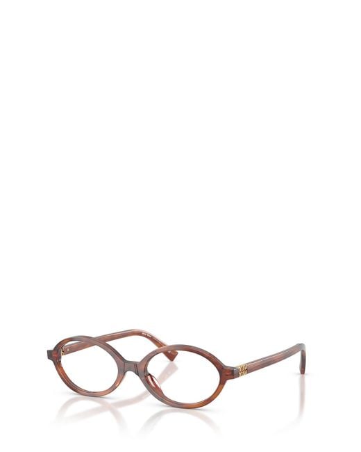 Miu Miu White Eyewear Oval Frame Full Rim Glasses