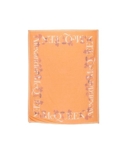 McQueen Orange Logo Printed Scarf