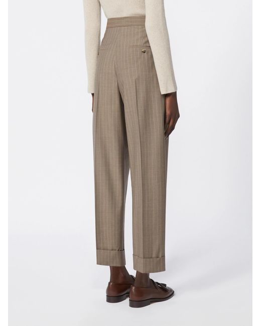 Max Mara Natural Mxmmanetta Ankle Cuff Pinstripe Pants