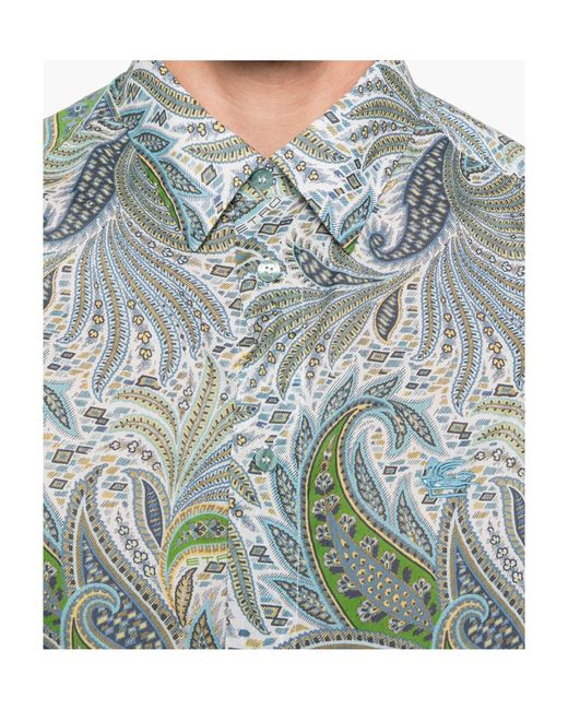 Etro Green Paisley Printed Short Sleeved Shirt for men