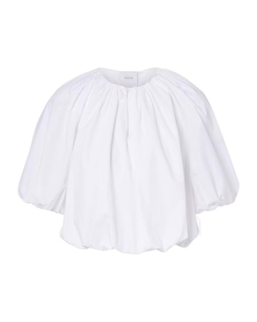 Patou White Gathered Cotton Top