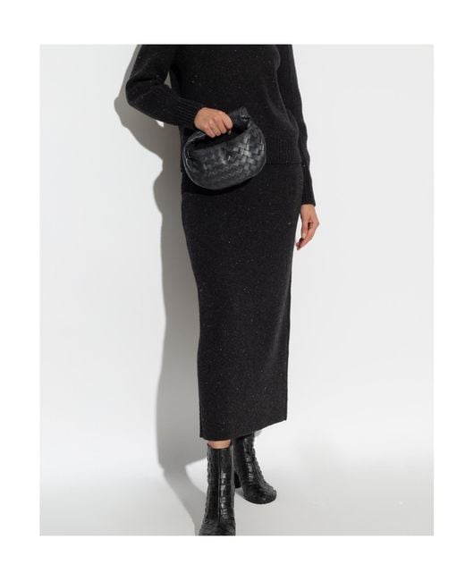 Bottega Veneta Black Lurex Detailed Knitted Skirt
