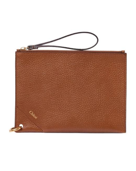 Chloé Brown Chloé Spin Wristlet Bag