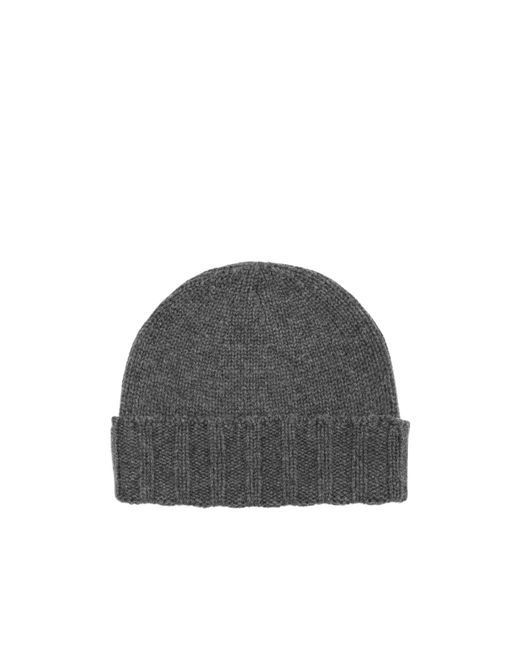 Drumohr Gray Ribbed Knit Hat for men