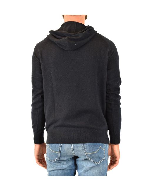 Emporio Armani Black Hooded Long-Sleeved Sweater for men