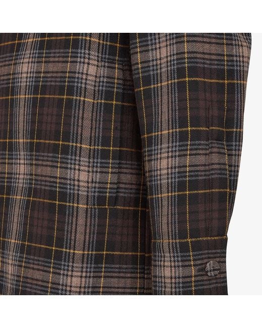 Fendi Brown Tartan Checked Buttoned Shirt for men