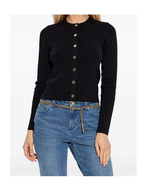 MICHAEL Michael Kors Black Ribbed-Button Cardigan