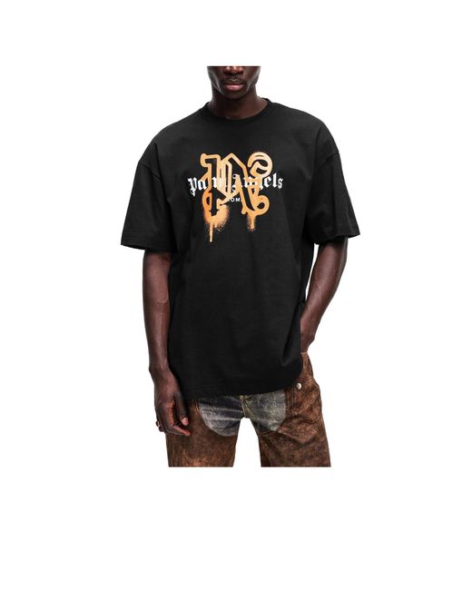 Palm Angels Black Crew-Neck Short-Sleeve T-Shirt for men