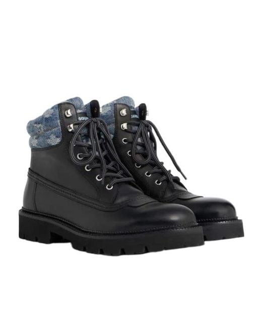 DSquared² Black D2 Monogram Ankle Boots for men